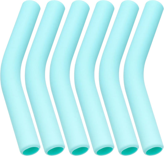 6Pcs Metal Straw Silicone Tips 5/16 IN Wide(8mm Outer Diameter) Food Grade Rubber Flex Elbow Straw Covers Replacement Tip for Stainless Steel Metal Straws,Green