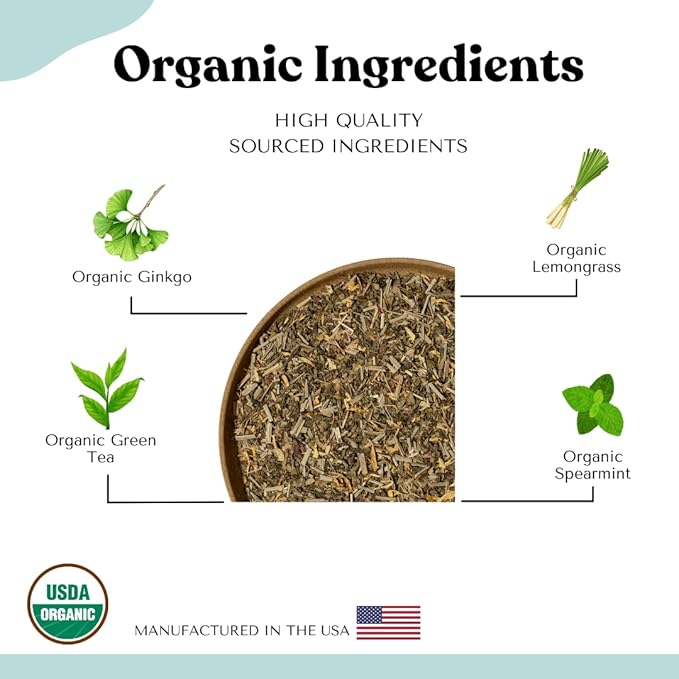 AutoimmuniTea –- AIP Energy Tea Blend, for Energy Boost, Cognitive Function, with Organic Green Tea, Lemongrass, and Spearmint - 15 Tea Bags (30 Cups)