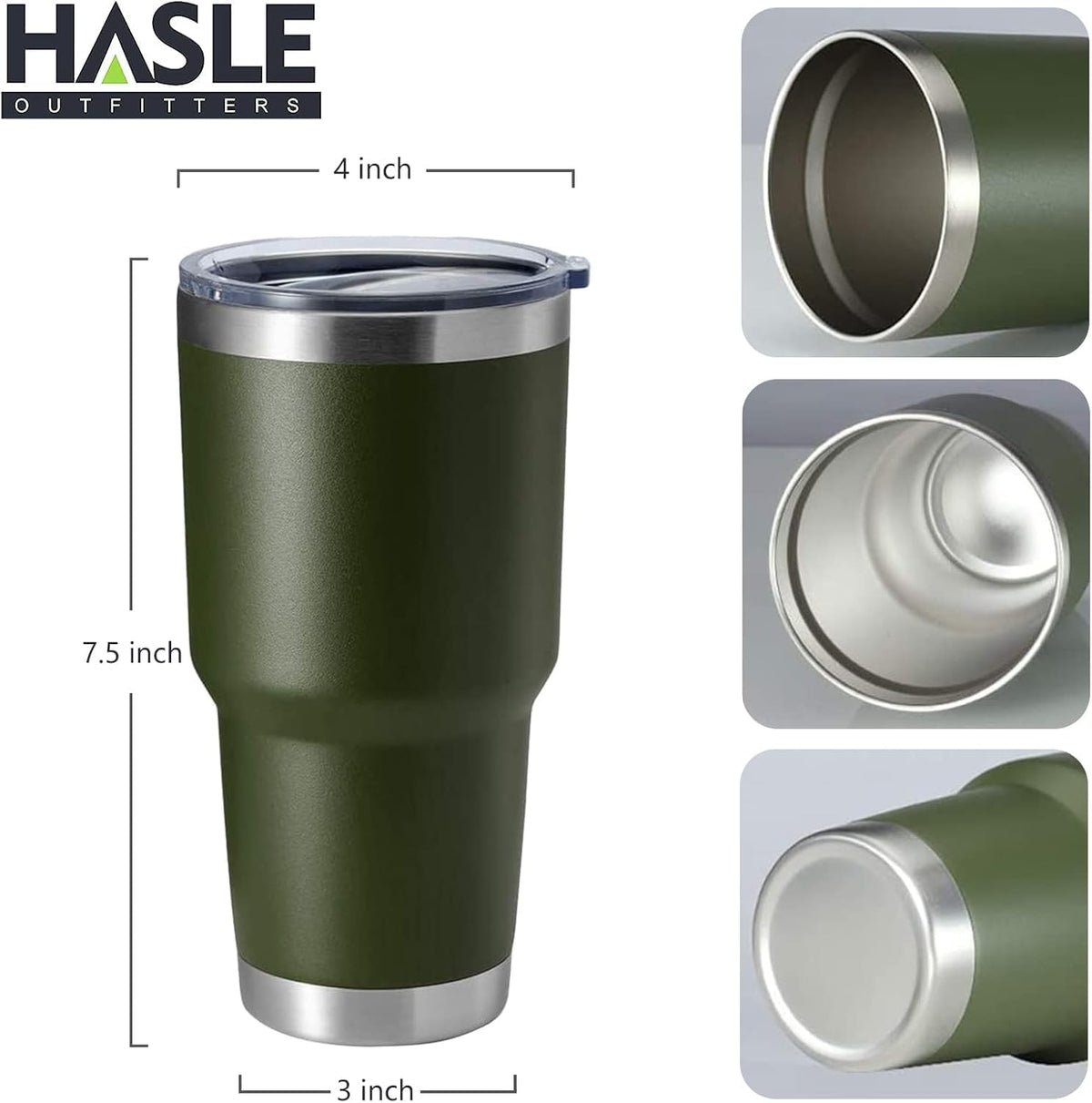 HASLE OUTFITTERS 30oz Stainless Steel Tumbler, Double Wall Vacuum Insulated Travel Mug Tumbler, Durable Insulated Coffee Mug, Gift Box Set (Amey Green, 12)