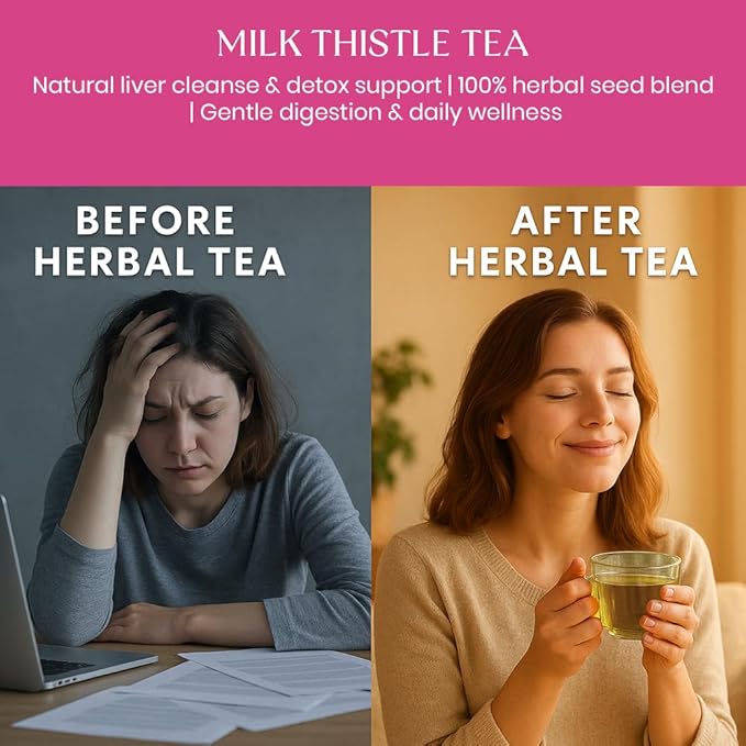 BlendArt Teas - Milk Thistle Seeds Herbal Tea - 50 Count - Pyramid Tea Bag | For Liver Detox support | Reduce inflammation | Refreshing Peppermint with lemon flavour - Caffeine Free | Ziplock Pouch