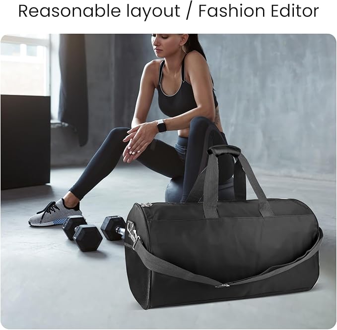 C&F BOGMOST Small Gym Bag for Travel & Duffel - 20 Inch Lightweight Carry On Bag for Men & Women, Mini Duffel Bag,Perfect for Sports, Weekend Trips, and Overnight Stays, Black
