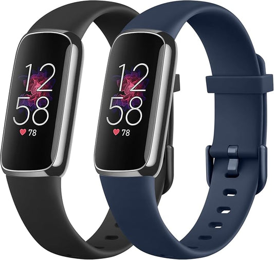 2-Pack Bands for Fitbit Luxe Bands for Women Men, Soft Silicone Wristband Replacement Strap for Fitbit Luxe Special Edition Fitness Tracker