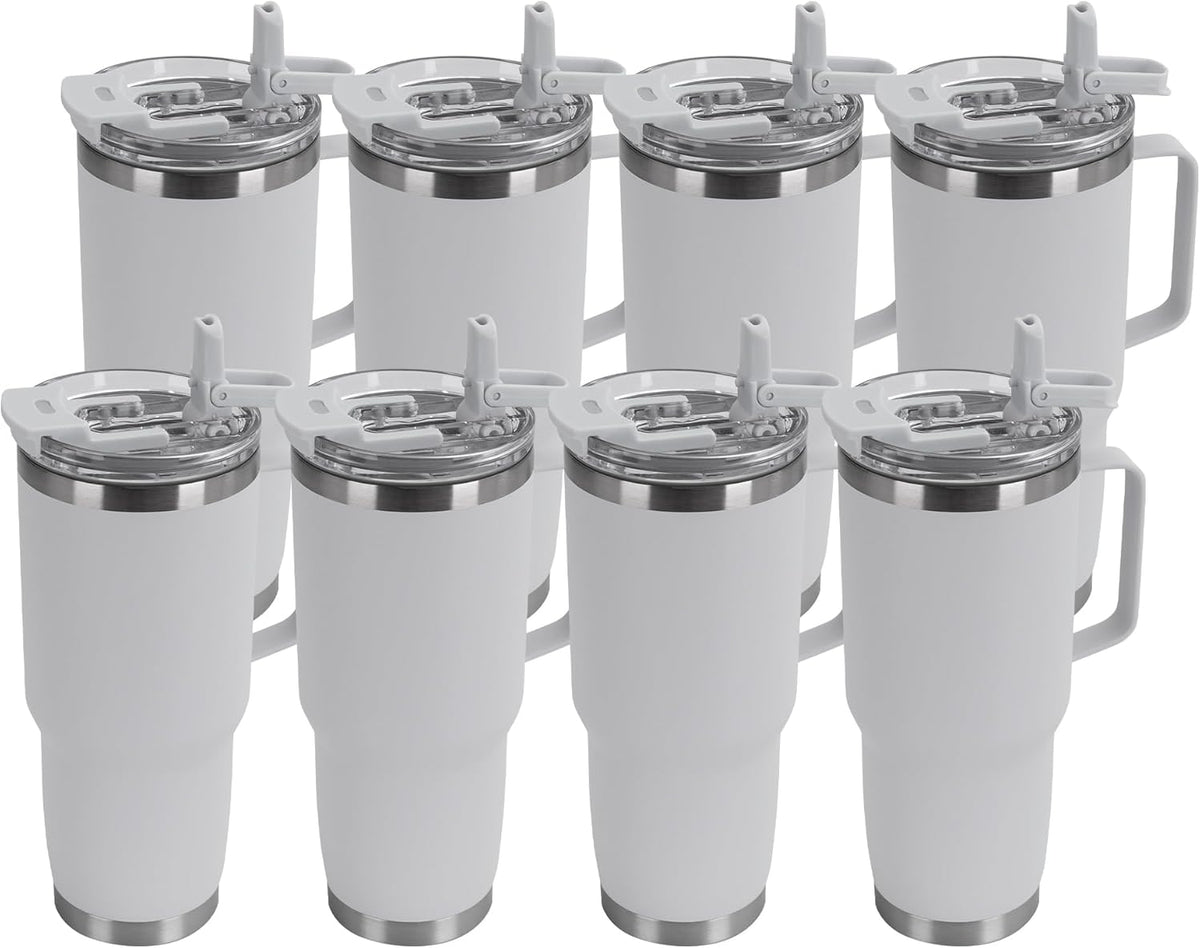 HASLE OUTFITTERS 30oz Tumbler Bulk with Handle, Insulated Travel Coffee Mug Set with Handle Leak-Proof Double Wall Stainless Steel Vacuum Tumblers Pack Metal Cup for Hot and Cold Drink