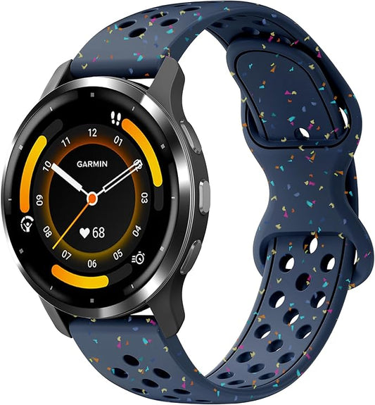 22mm Colorful Sport Silicone Band Compatible With Garmin Vivoactive 4/Venu 3/Venu 2, Recycled Plastic Soft Sport Strap Replacement for Forerunner 265/745/255/255 Music Men Women