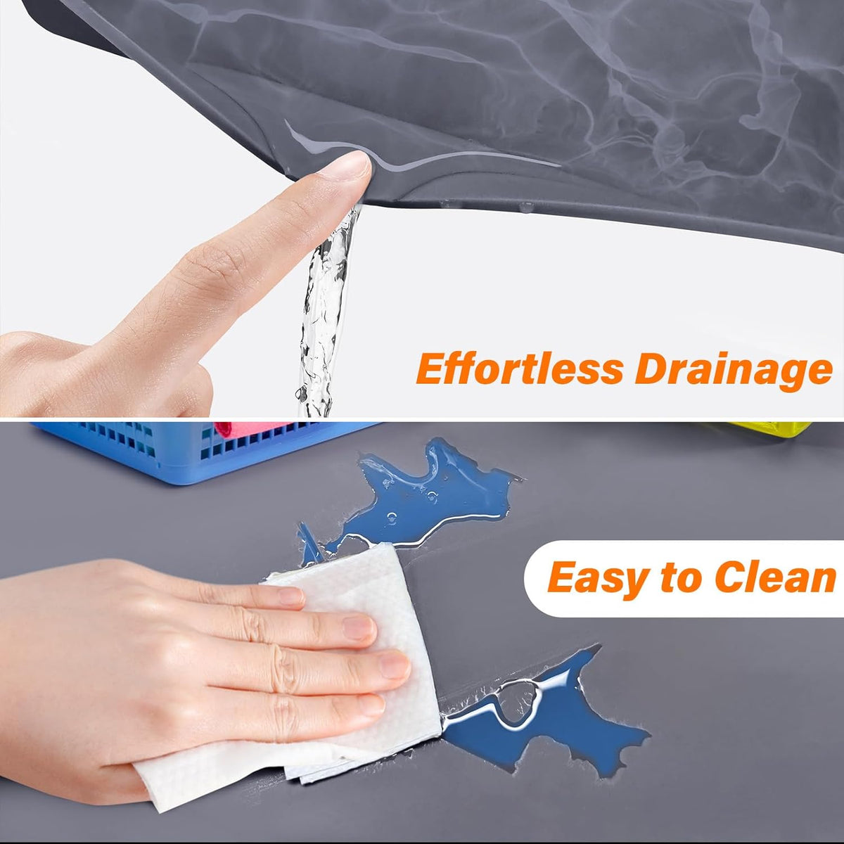 FLATO Waterproof Under Sink Mat 28" x 19" Shelf Liner for Kitchen and Bathroom, Cabinet Protector, Organizers and Storage, Flexible Silicone Drip Tray