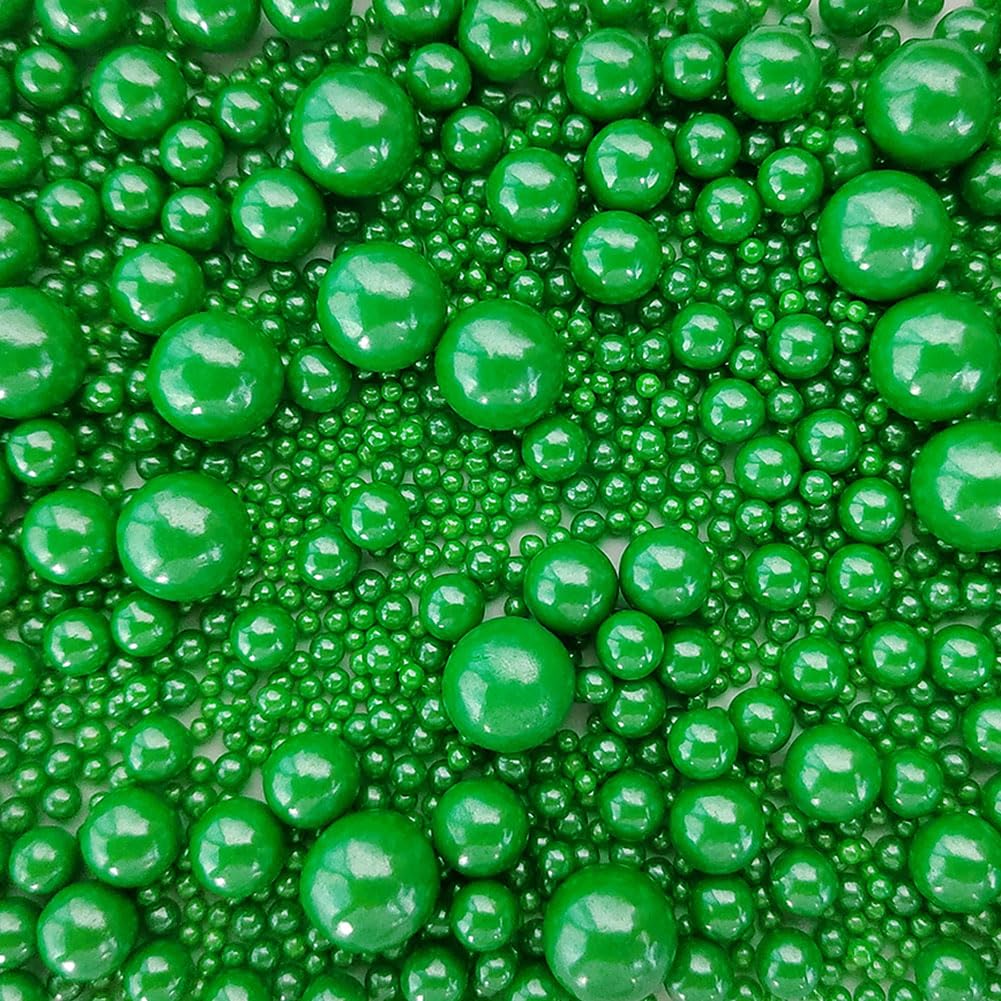 Edible Christmas Green Sugar Pearls Candy Sprinkles 120G/ 4.23Ounce Baking Cake Sprinkles Cupcake and Cake Topper Cookie Decorations Wedding Party Valentines Halloween Christmas Supplies