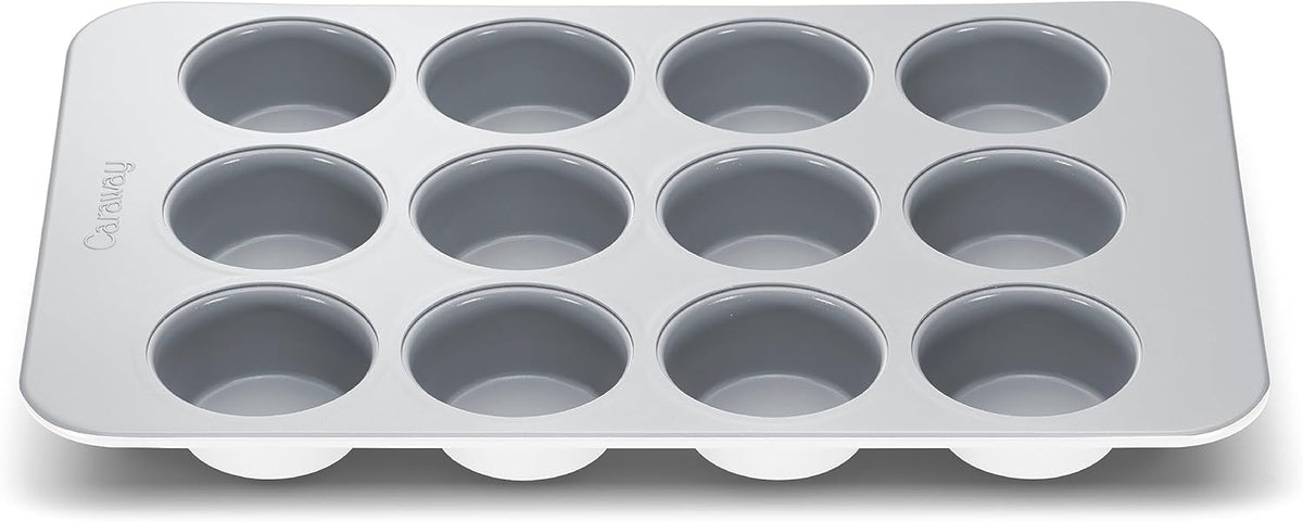 Caraway Non-Stick Ceramic 12-Cup Muffin Pan - Naturally Slick Ceramic Coating - Non-Toxic, PTFE & PFOA Free - Perfect for Cupcakes, Muffins, and More - White