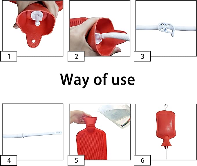 Abyclean Enema Bag Kit Rubber Anal Douche Vaginal Douche Enema Cleaner for Women’s or Man’s Health (Red, 2L)