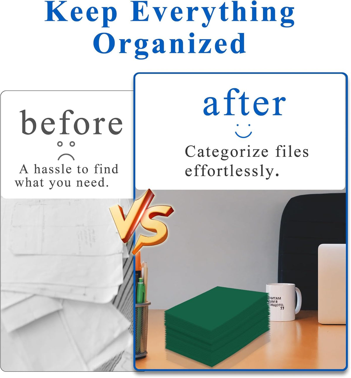Zzrywuty File Folders with Pockets Letter Size, 25-Pack Paper Folders with Card Slot, Two Pocket Folders for School Students, Businessmen, Home and Office Workers（Dark Green）