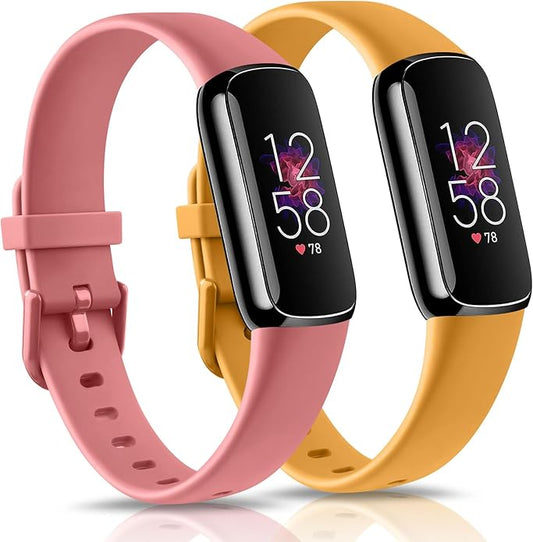 2 Pack Bands for Fitbit Luxe Bands Women Men, Soft Silicone Wristband Replacement Strap for Fitbit Luxe/Luxe Special Edition Fitness Tracker