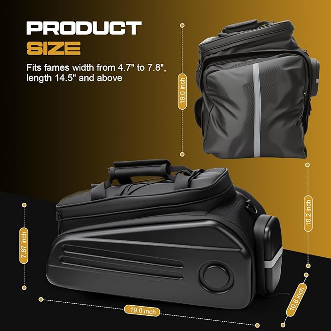 Bike Rack Bags, Hard Shell E Bike 30L Rear Rack Bag, Large Ebike Pannier with Waterproof Cover and Shoulder Strap for Commuter Travel Outdoor