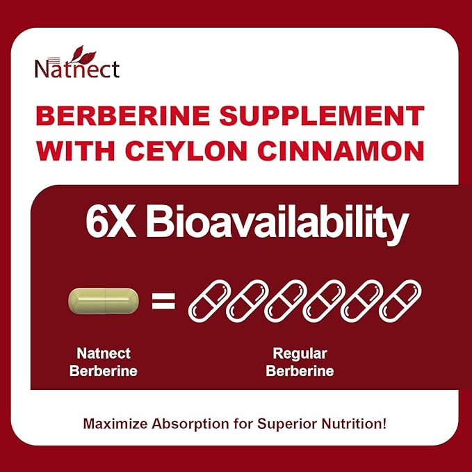 Berberine Supplement with Ceylon Cinnamon, Licorice Extract, Berberine 6X for Healthy Weight Management, Metabolism and Immune Support (120 Capsules)