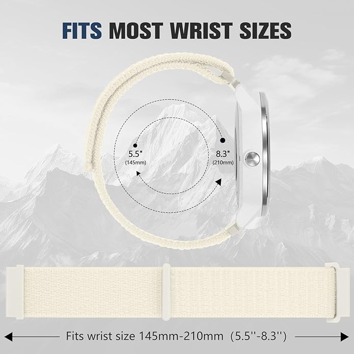 18mm 20mm 22mm Hook and Loop Watch Band Compatible with Garmin Vivoactive 5/ Vivoactive 6/ Vivoactive 3, Soft Nylon Breathable Sport Strap for Venu 2S/ Venu3S/ Forerunner 265s,Venu 3/ Venu 2 Men Women