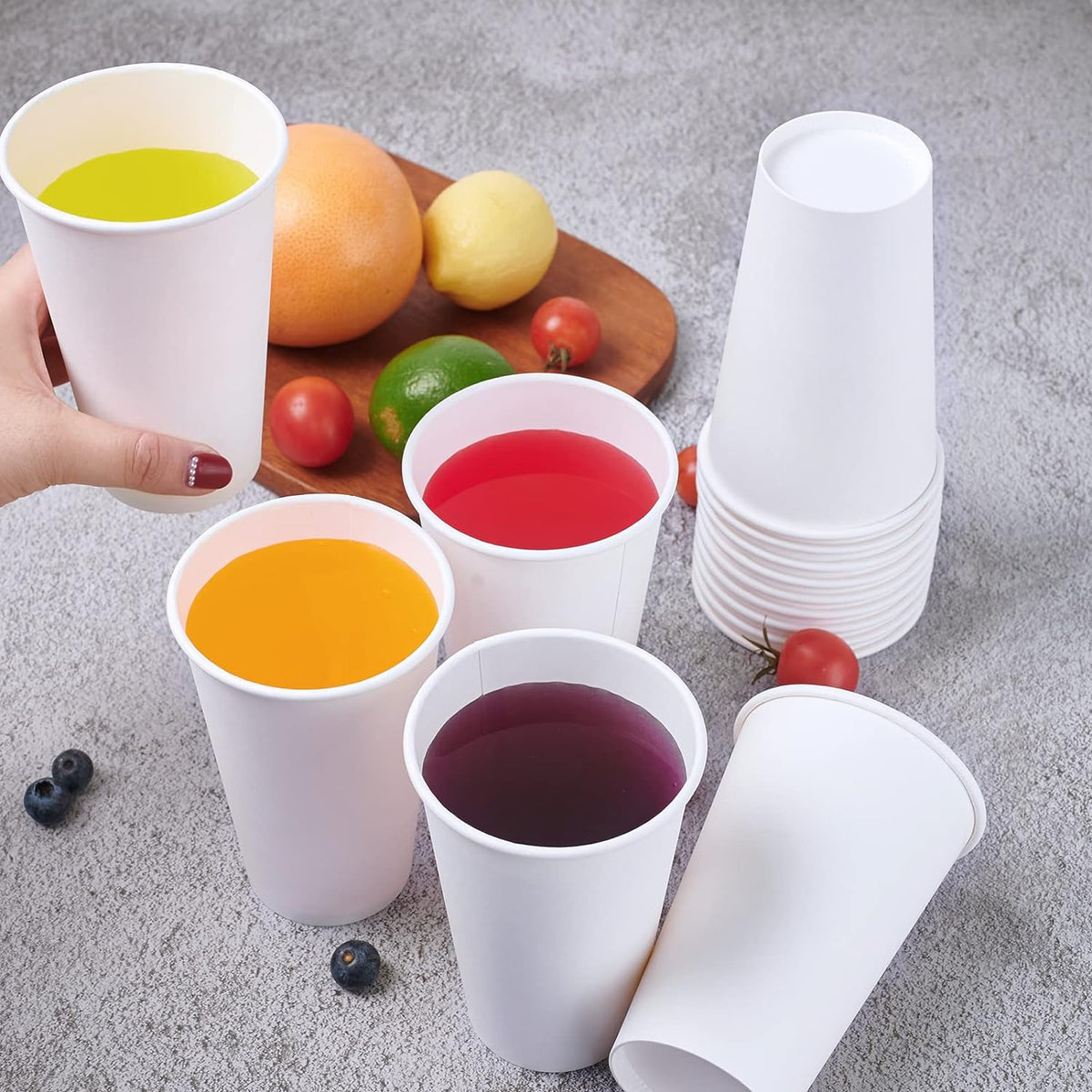 LITOPAK 210 Pack 16 oz Disposable Paper Coffee Cup, Hot/Cold Beverage Drinking Cups for Water, Paper Coffee Cups, White Hot Coffee Cups, Suitable for Party, Picnic, Travel, and Events