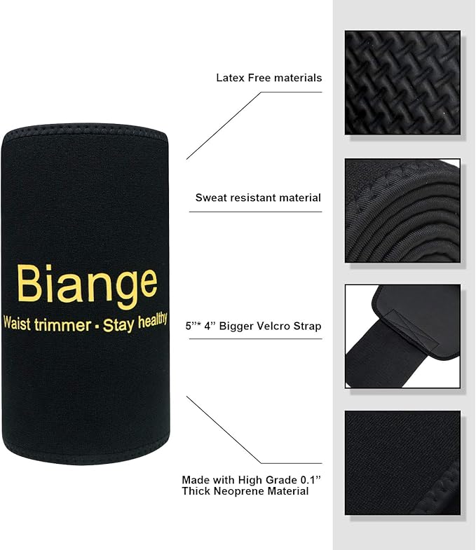 Biange Waist Trainer for Women Men Sweat Belt Waist Trimmer Belly Band Stomach Wraps