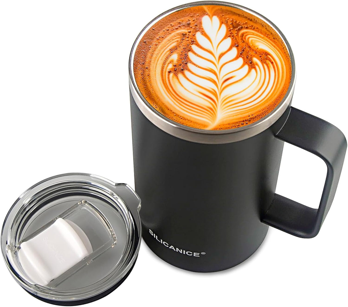 24 oz Stainless Steel Vacuum Insulated Tumbler with handle & MacSlider Lid, Dishwasher Safe & Spill Proof Coffee Cup, Travel Mug for Hot/Cold Drinks, Durable Design (Gray 2.4, 24 Oz)