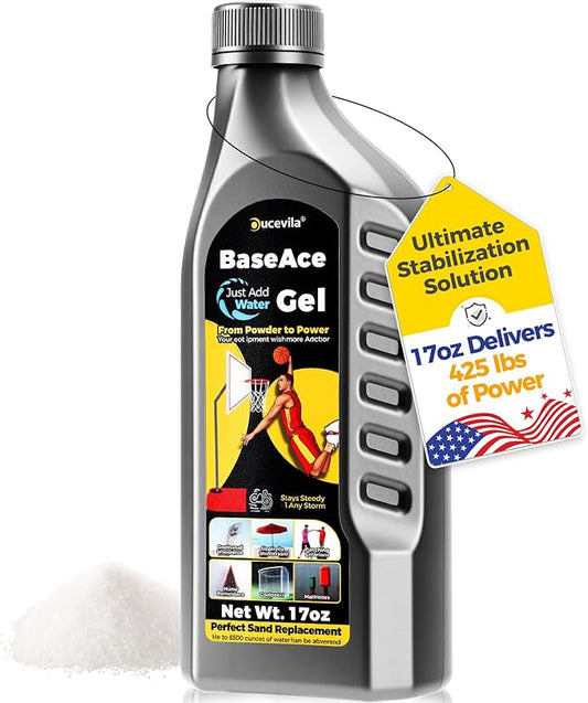 17oz BaseAce Gel Polymer- Perfect to Replace Sand for Punching Bag & Anchor Basketball Hoop, Secure Outdoor Umbrella Base & Indoor Equipment Base with Superior Strength, More Reliable Than Water Alone