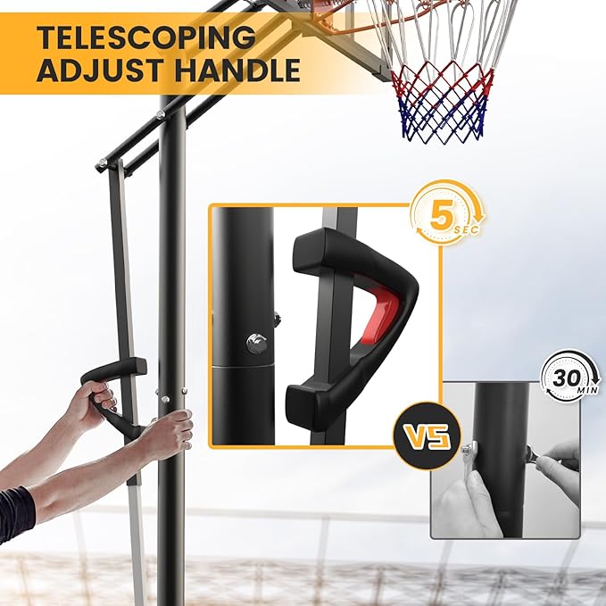 Basketball Hoop Outdoor 10 FT Height Adjustable Basketball Goals Systems Portable with 44" Backboard and Wheels for Youth Adults Kids - Backyard, Driveway, Indoor Play