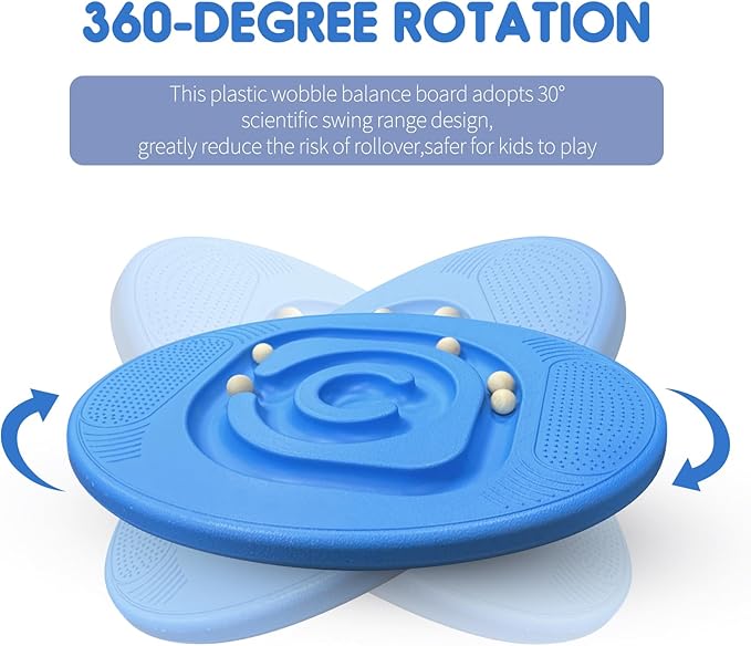 Balance Board for Kids with Maze - Plastic Wobble Board for Skiing Surfing Snowboard Training, Non-Slip Sensory Rocker Board for Toddlers 3-12, Core Strength Physical Therapy Equipment & Skateboard Balance Trainer