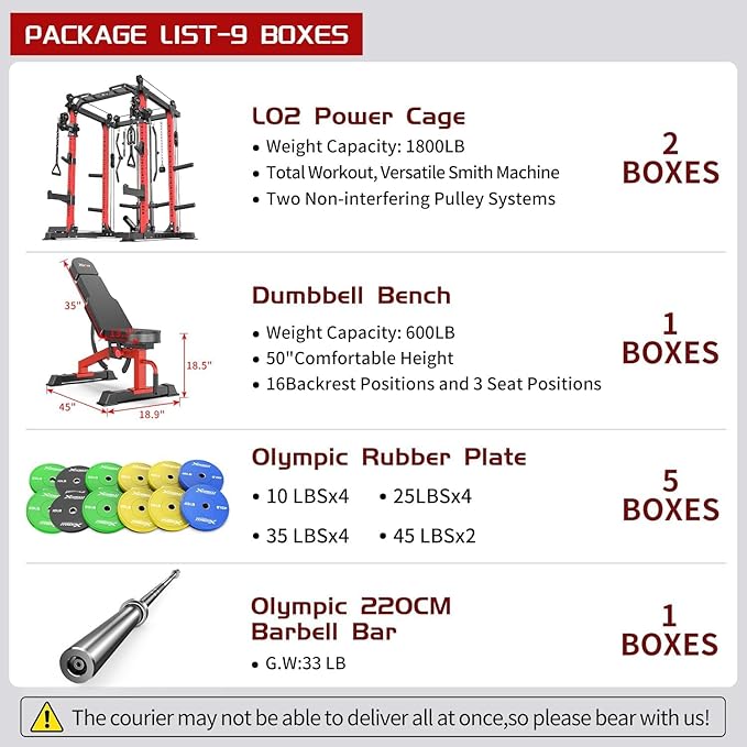 Power Cage Multi-Function Power Rack with Cable Crossover System,1800 LBS Capacity Squat Rack with Weight Bench,for Home Gym