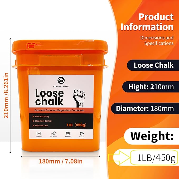 1 lb Bucket of Gym Chalk | Workout Chalk for Weightlifting, Gymnastics, Rock Climbing | Large Capacity