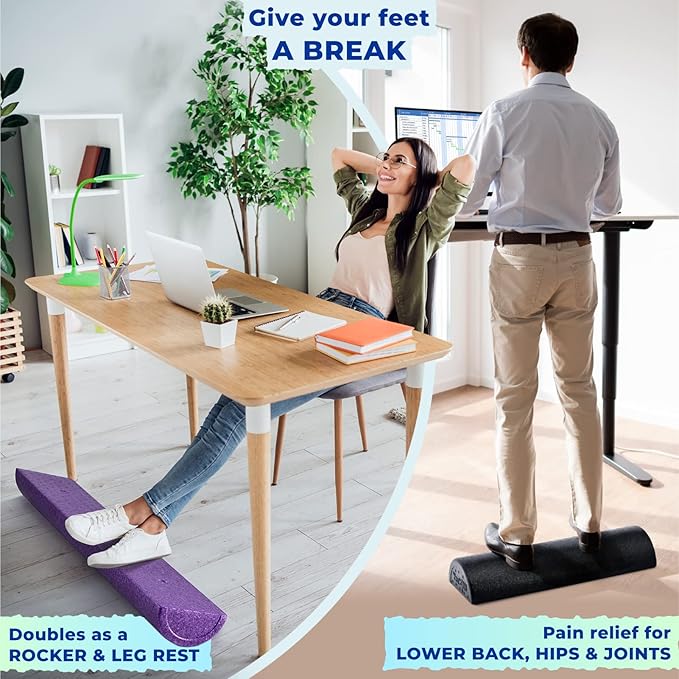 Yes4All High-Density EPP Half Round Back Roller Foam, Exercise Foam Roller for Yoga, Pilates & Stretching - 12, 18, 24, 36 inch