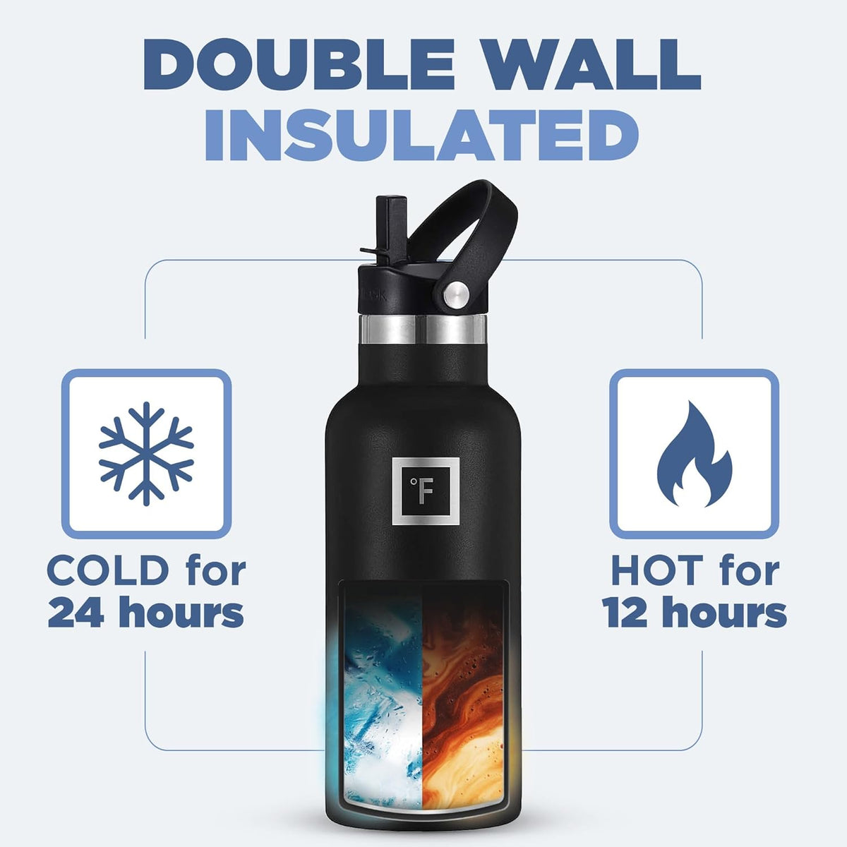 IRON °FLASK Camping & Hiking Hydration Canteens - 3 Lids (Narrow Straw Lid) Leak Proof Vacuum Insulated Stainless Steel - Hot & Cold Double Walled Sports Water Bottle - Bubble Gum, 16 Oz