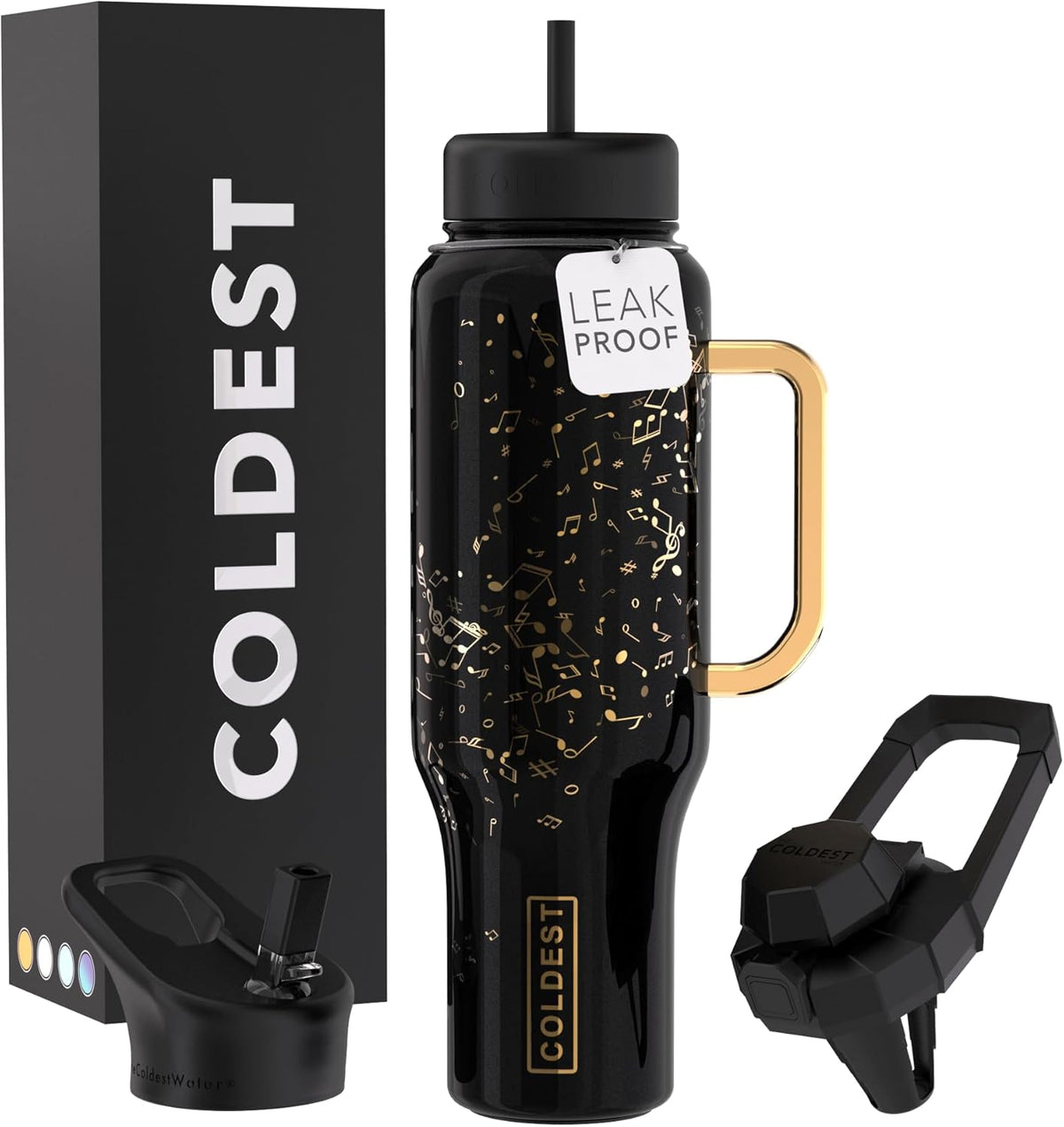 Coldest 40 oz Tumbler with Handle and Straw - 100% Leak Proof Insulated Tumbler with Lid and Straw (3 Lids) - Stainless Steel Tumblers for Women & Men - Cup Holder Friendly Base, 46 oz (The Musician)