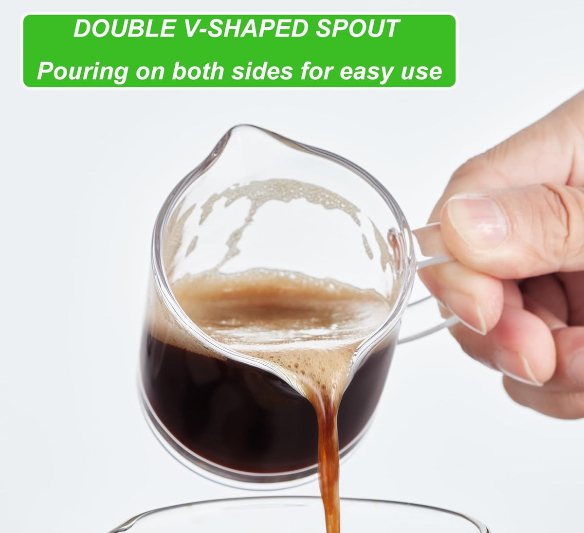 Ackers Clear Espresso Cups Set of 2,4 OZ Double Spouts Cups,Milk Cup with Handle, Espresso Accessories for Machine, Small