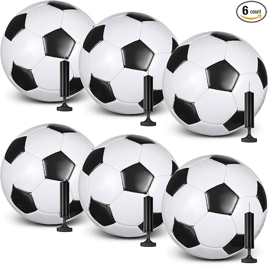 6 Pcs Operation Christmas Soccer Ball Bulk with Pump Needles, Size 3 4 5 Deflated Soccer Ball Gift for Youth Adult Game Training Practice Christian Charity Donation Supplies