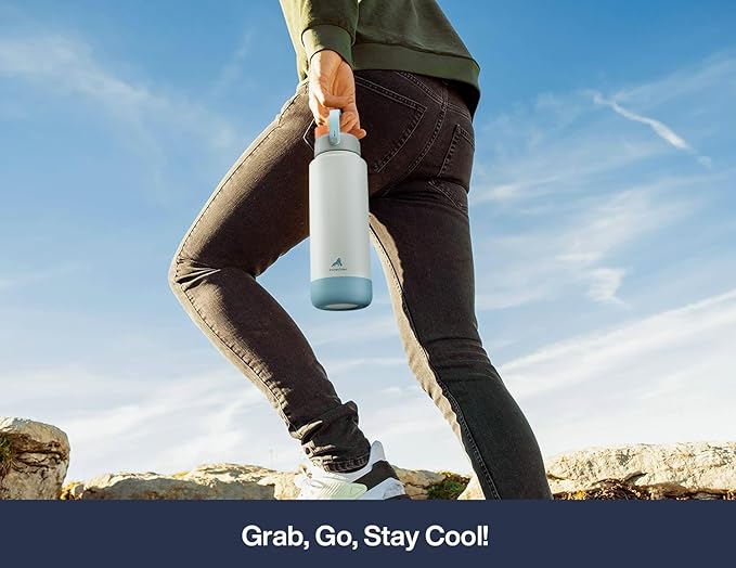 40 oz Insulated Water Bottle with 2-in-1 Straw and Spout Lid, Keep Cold 24H, Leak-Proof, BPA-Free, Double Wall Stainless Steel Water Bottle for Sports, Gym, Travel, and School (Big Wave)