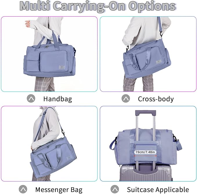 FIORETTO Women's Gym Duffle Bag with Shoes Compartment, 37L Capacity, Ideal for Travel, Gym, Sports, Duffel, Weekender