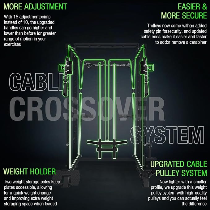Mikolo Power Cage, 1500lbs Power Rack with LAT PullDown and Cable Crossover System, Squat Rack with Pulley System, Weight Cage for Home Gym with Training Attachments