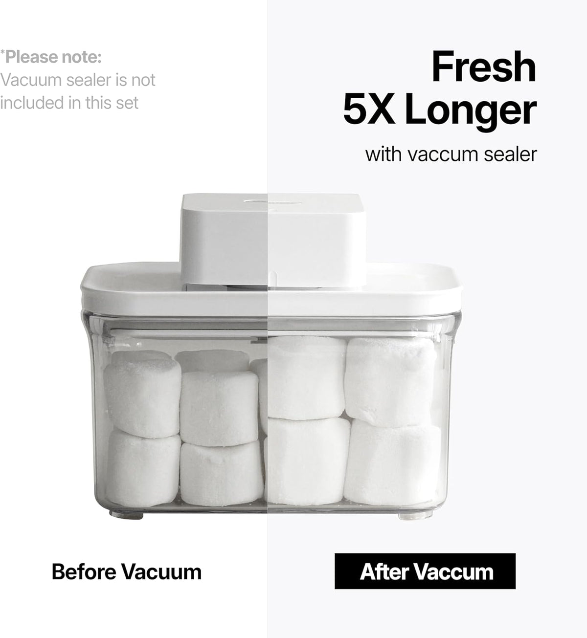 VAKUEN Premium Airtight Food Storage Containers, Mini Square 3pc/set(0.32qt), Smart One-Click Seal Lid, No Hinges, 100% Leak Proof, BPA-FREE, Dishwasher, Freezer & Microwave Safe