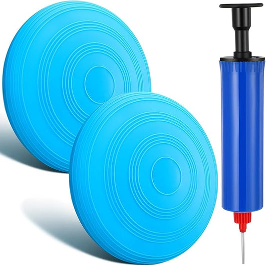 2 Pcs Inflated Wobble Cushion Balance Wiggle Seat Wobble Balance Disc Sensory Flexible Seating Stability Core Trainer with Hand Pump for Chair Adult Exercise Home Office