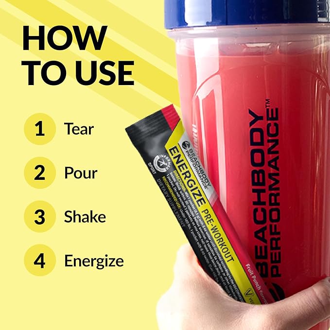 BODi Energize Pre Workout Powder - Beta-Alanine, Quercetin & Low-Dose Caffeine Formula for Enhanced Energy & Focus, Increase Energy & Endurance Supplement, Fruit Punch, 20 Sticks