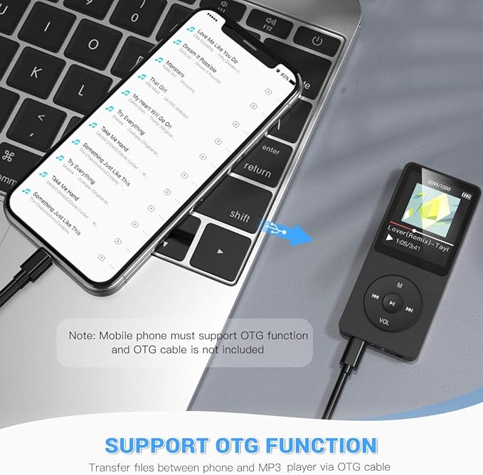 AGPTEK A02S 16GB MP3 Player, 70 Hours Playback Lossless Sound Music Player, Supports up to 128GB, Black