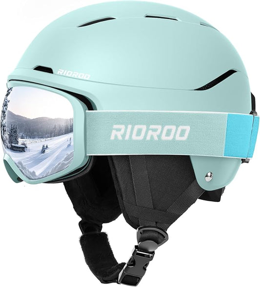 Ski Helmet and Goggles Set, Snowboard Helmet Goggles for Men Women & Youth, Shockproof Snow Helmet Anti Fog OTG Snow Goggles for Skiing Snowboarding