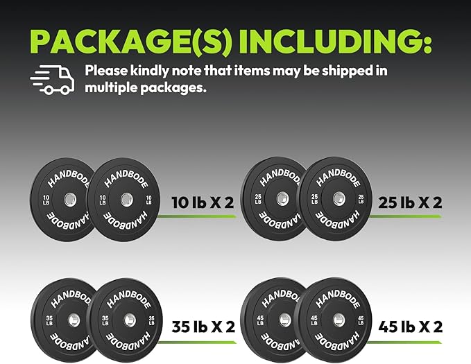 Bumper Plates 2 - Inch Olympic Weight Plate Set for Barbell, 10-55 lb Rubber Weights Sets for Home Gym, Strength Training Plate, Weight Lifting, Black