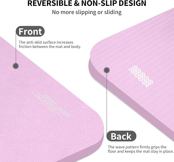 Hatha Yoga Extra Long TPE Yoga Mat 79" x 40” x 1/2" Thick Non-slip Exercise Mat for Home Gym Use, Yoga, Pilates, Fitness & Workouts