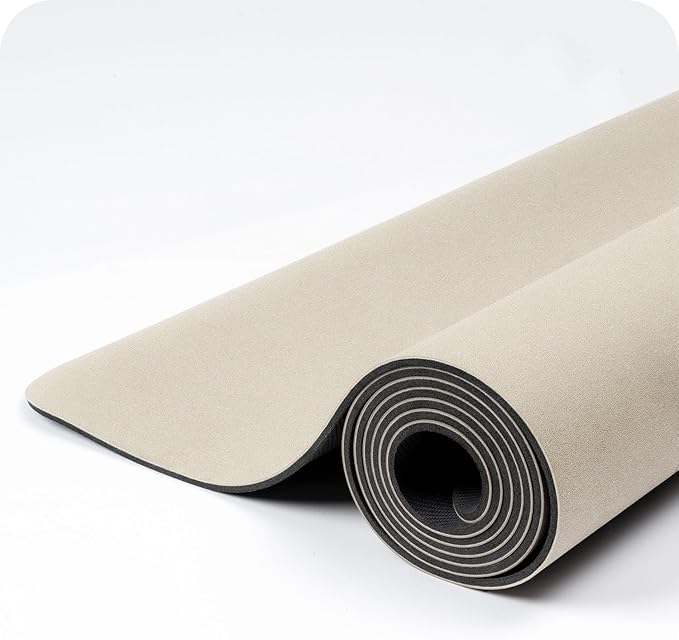 4mm Cushioned Exercise Mat for Yoga & Pilates - Anti Slip, Polyurethane with Suede Top & Carrying Strap