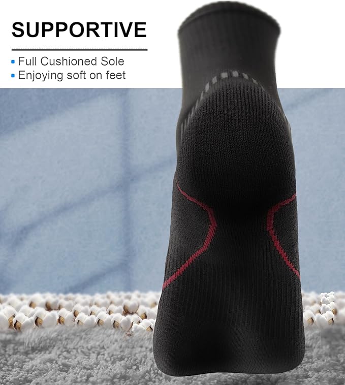 BULLIANT Compression Socks for Men 6Pairs, Athletic Crew Socks Cushioned For Men Sports Running-Arch Support