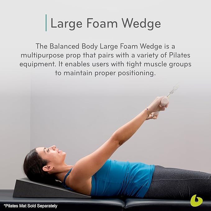 Balanced Body Large Foam Wedge, Pilates Reformer Accessory, Workout Wedge for Home Gym or Studio, Black