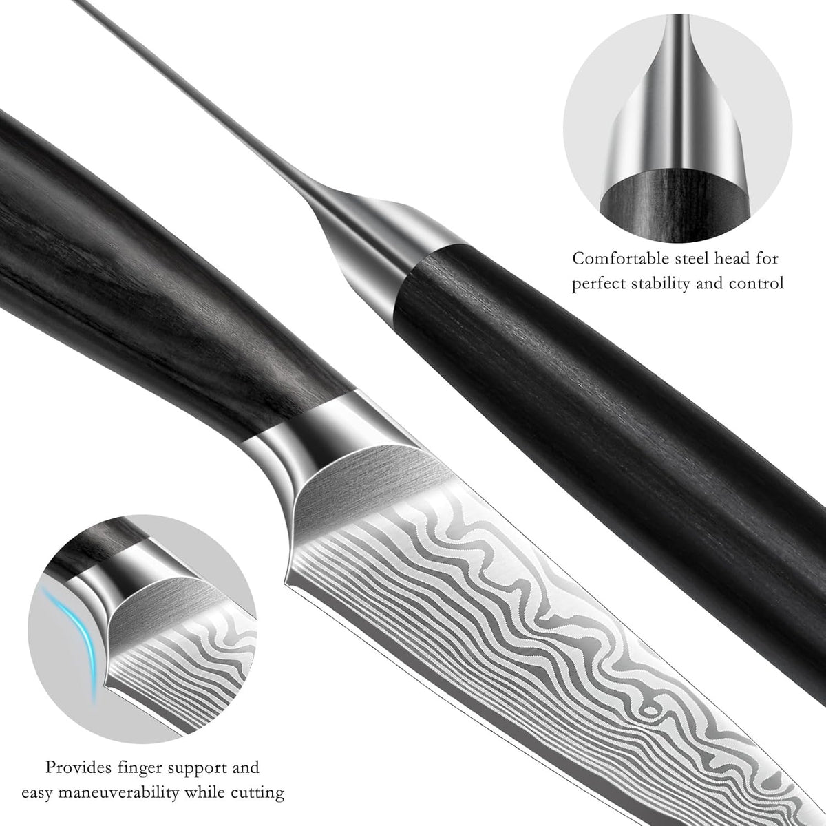Paring Knife 3.75 Inch, High Carbon Powder Steel Forged Small Kitchen Knives, Razor Sharp Japanese Fruit Knife with Ergonomic Pakkawood Handle