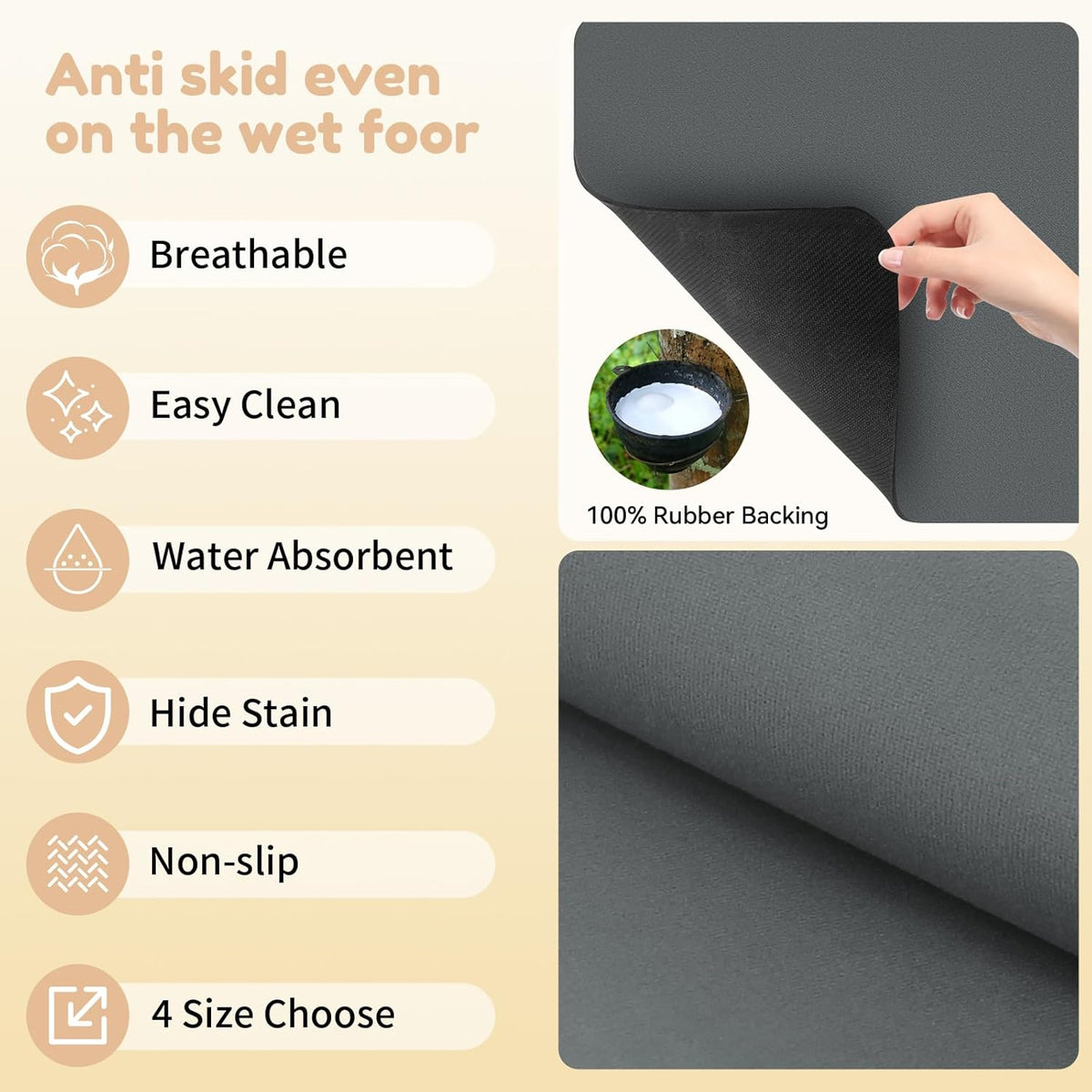 Coffee Mat Hide Stain Rubber, Coffee Bar Accessories Fit Under Espresso Machine CoffeeMaker Coffeepot, Backed Absorbent Dish Drying Mat for Kitchen Counter(Dark Gray, 40cm×50cm)