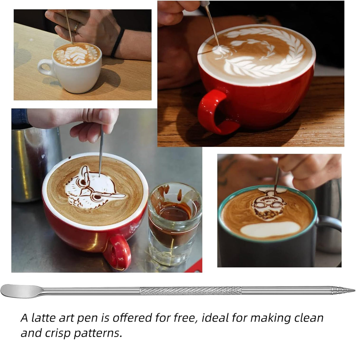 Milk Frother Pitcher 20 OZ，Espresso Milk Frothing Pitcher, Milk Steamer Cup Steaming Pitcher, Stainless Steel Coffee Froth Cup with Latte Art Pen for Coffee Cappuccino (Black)