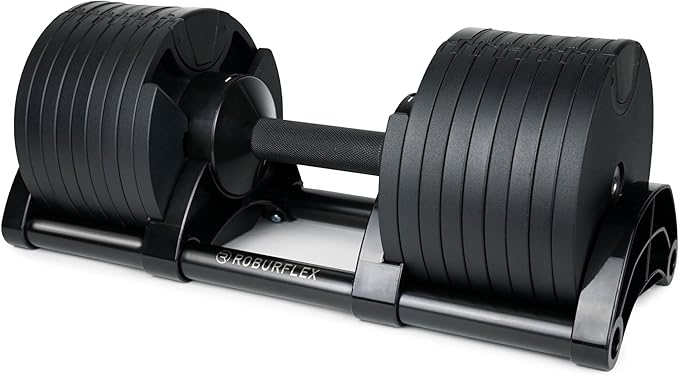 Adjustable Dumbbell (Single) by ROBURFLEX for Workout Strength Training Fitness Home Gym