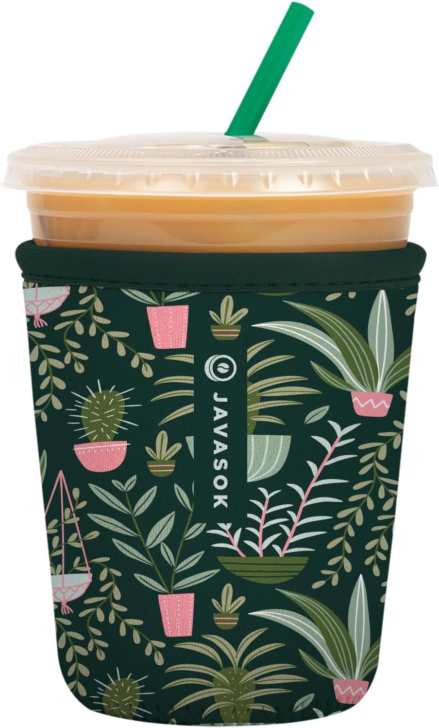 Sok It JavaSok Iced Coffee & Cold Soda Insulated Neoprene Cup Sleeve (Green Living, Small: 16-20oz)