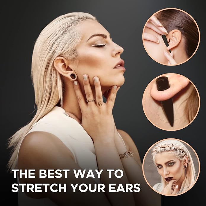 BodyJ4You 37PC Ear Stretching Kit - Beginner Gauges 14G-00G Starter Set - Aftercare Balm Wax - Steel Tapers Single Flare Plugs Screw Fit Tunnels - Women Eyelet Mens Earrings Expander Piercing Jewelry