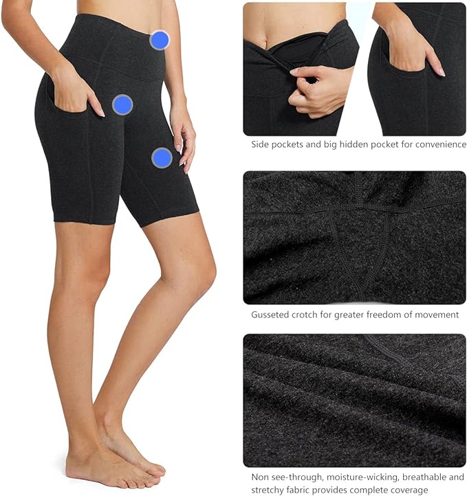 baleaf Women's 8"/ 5"/ 3" Biker Shorts High Waist Yoga Workout Gym Running Volleyball Spandex Shorts with Pockets